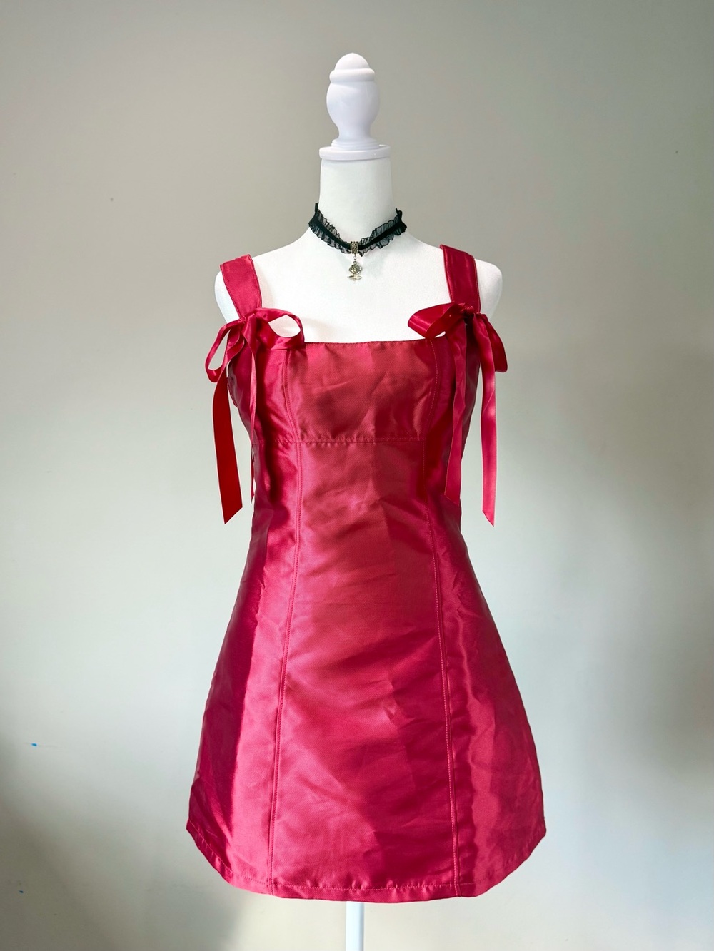 Dolls Kill Current Mood Pixie Stardust Satin Red Bow Dress